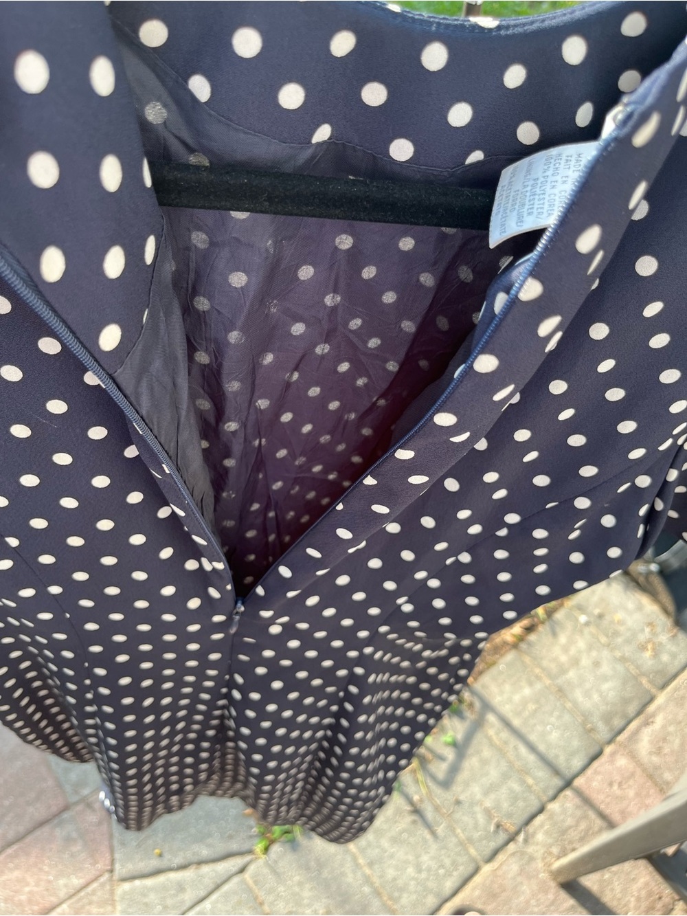 Liz Claiborne Polka Dot Short Sleeve Dress - Navy with White Dots size 4 - Picture 3 of 6
